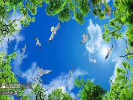 آسمان مجازی طرح پرندگان و درختان