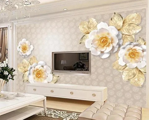 پوستر سه بعدی برگهای طلایی