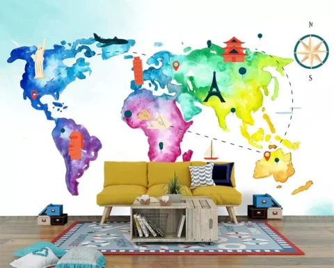پوستر دیواری نقشه رنگارنگ