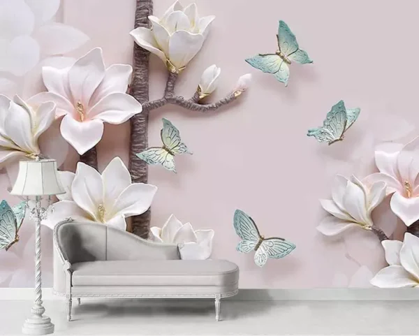 کاغذ دیواری سه بعدی برجسته طرح گل - Image 2