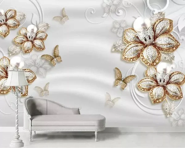پوستر دیواری گل و پروانه درخشان - Image 2