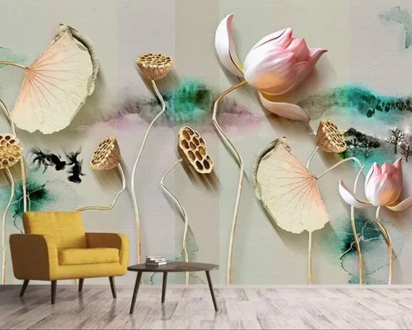 پوستر دیواری سه بعدی نیلوفر آبی - Image 2