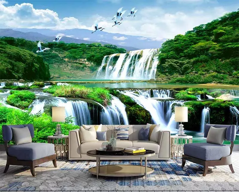 1580194338802.webp پوستر سه بعدی منظره آبشار و پرندگان - Image 1