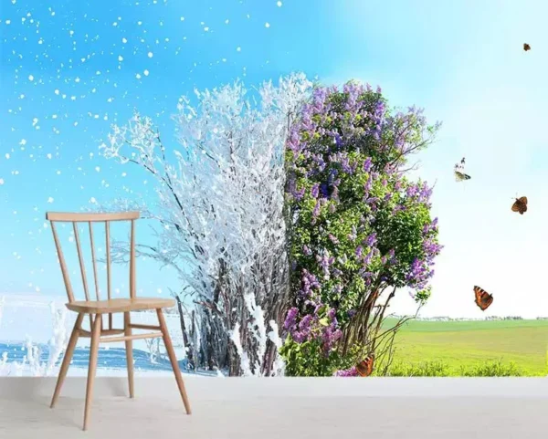 کاغذ دیواری سه بعدی زمستان و بهار - Image 2