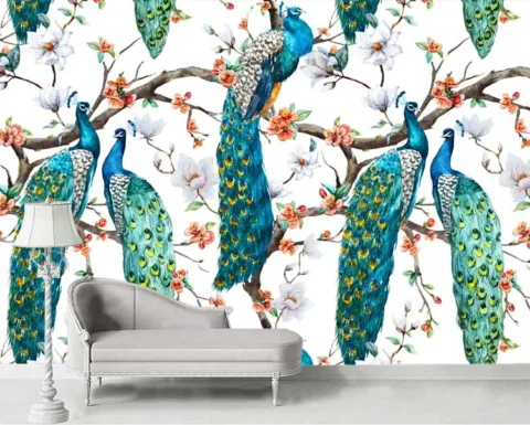 پوستر سه بعدی طرح نقاشی طاووس