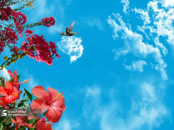 آسمان مجازی طرح گلهای کاغذی و مرغ مگس خوار - Image 2