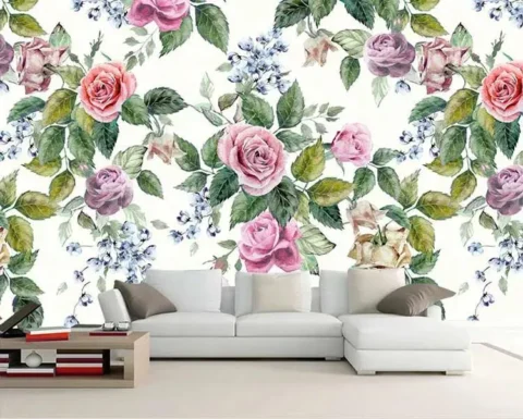 کاغذ دیواری ساده گلدار