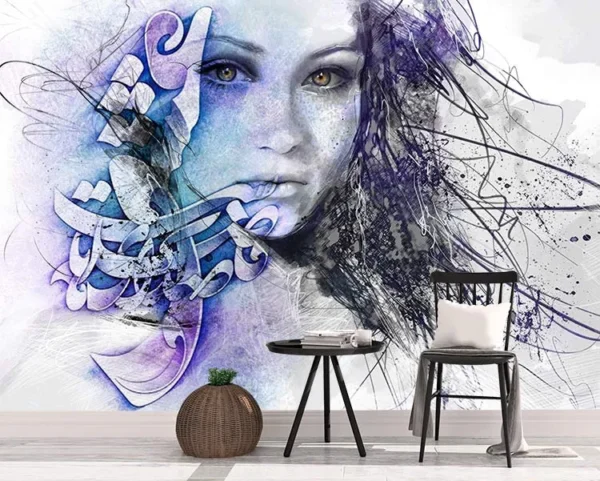 کاغذ دیواری تایپوگرافی طرح چهره - Image 2