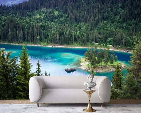 پوستر دیواری سه بعدی طبیعت دریاچه Caumasee سوئیس - Image 2