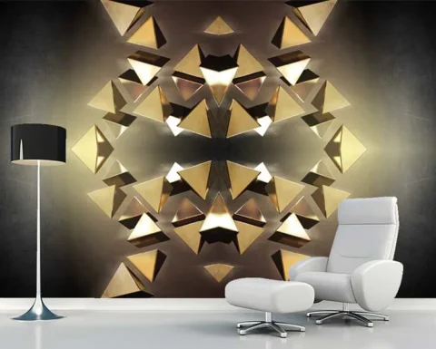 پوستر سه بعدی اشکال هندسی طرح مثلث ها
