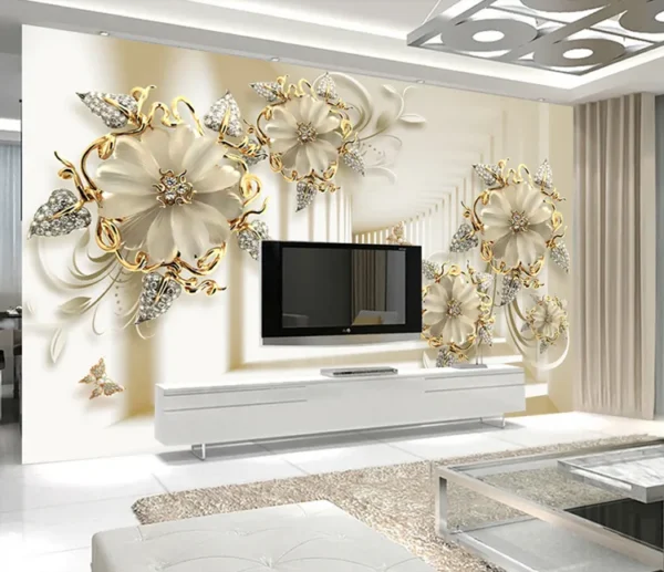 کاغذ دیواری گل سه بعدی - Image 3