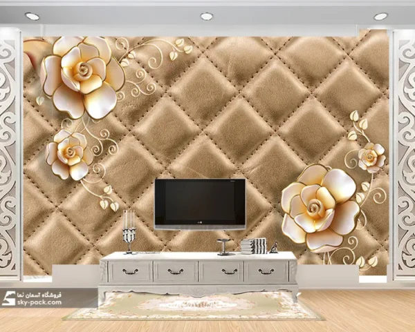 کاغذ دیواری سه بعدی طرح لمسه و گل - Image 2