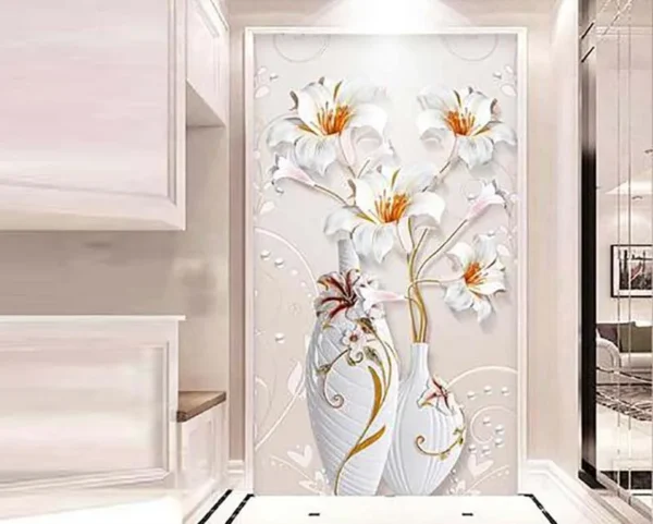 پوستر دیواری سه بعدی گل و گلدان - Image 2