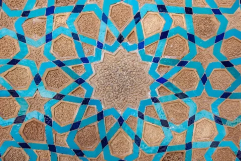 کاغذ دیواری طرح کاشی آبی سنتی