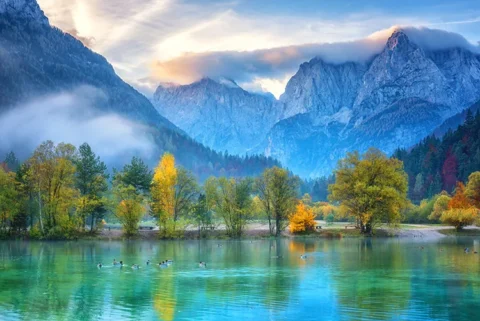 پوستر دیواری سه بعدی طبیعت طرح دریاچه