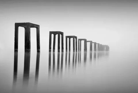کاغذ دیواری منظره طبیعت به رنگ سیاه و سفید