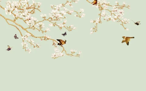 پوستر دیواری بلبل و پروانه