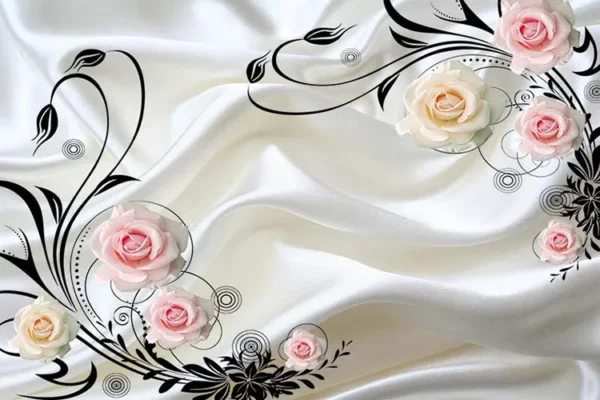 پوستر کاغذ دیواری سه بعدی گل رز رنگی - Image 2