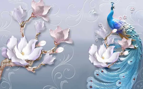 پوستر دیواری سه بعدی طاووس زیبا - Image 2