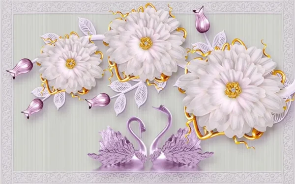 کاغذ دیواری سه بعدی طرح گل - Image 2