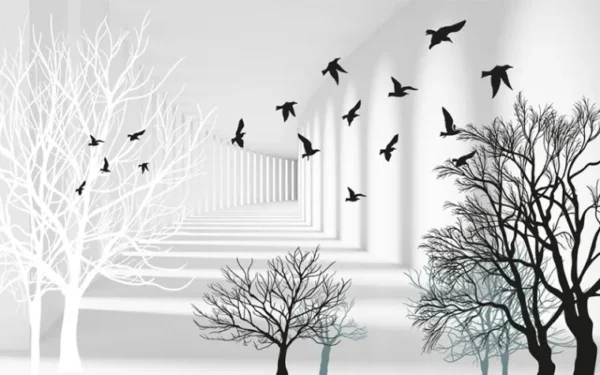 کاغذ دیواری سه بعدی پشت ال سی دی طرح پرنده - Image 2