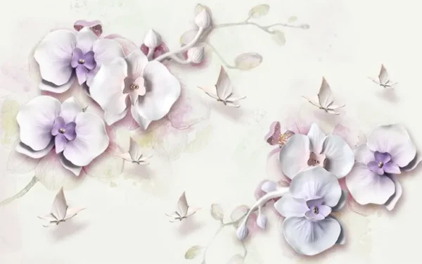 پوستر دیواری سه بعدی طرح مگنولیا بنفش - Image 2