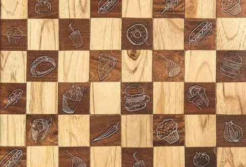 پوستر سه بعدی فست فود طرح چوبی