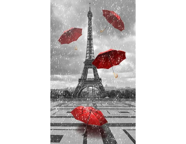 پوستر دیواری چتر های قرمز و ایفل - Image 2