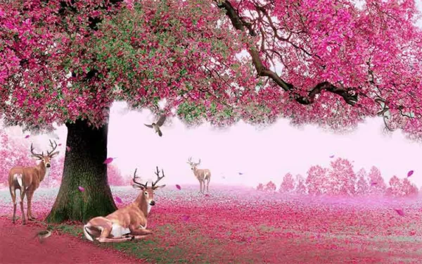 پوستر دیواری سه بعدی جنگل بهاری - Image 2