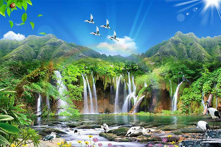 1736486031907.webp پوستر سه بعدی آبشار و پرندگان - Image 1