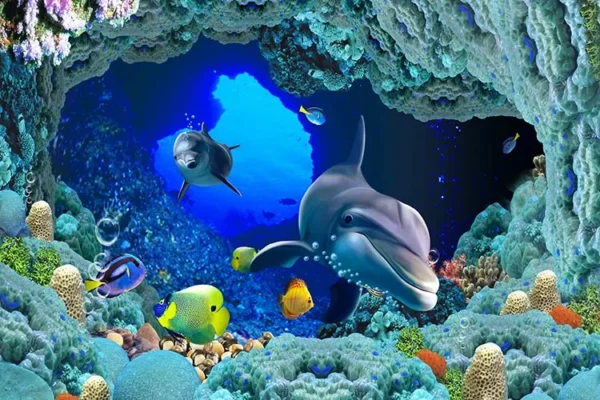 کاغذ دیواری سه بعدی منظره دریاه طرح دنیای زیر آب - Image 2