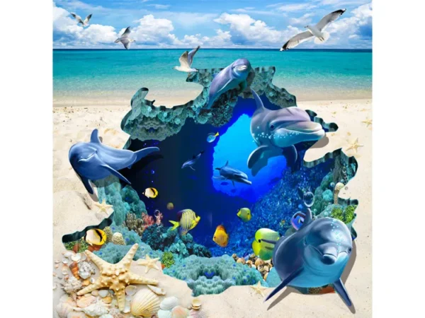 کاغذ دیواری سه بعدی منظره  ساحل شنی - Image 2