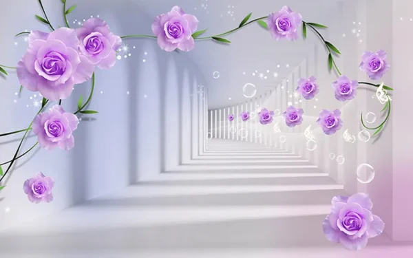 پوستر سه بعدی گلهای بنفش - Image 2