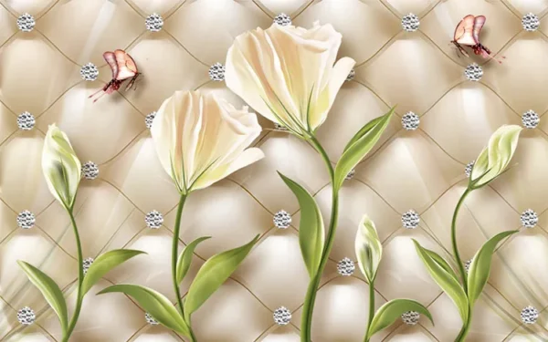 کاغذ دیواری سه بعدی منظره گلها - Image 2