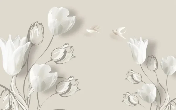 کاغذ دیواری سه بعدی مدرن ، طرح گلهای لاله - Image 2