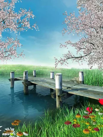 کاغذ دیواری برکه بهاری