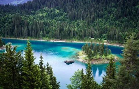 پوستر دیواری سه بعدی طبیعت دریاچه Caumasee سوئیس
