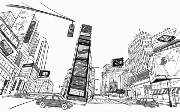تابلو کنواس شهر سیاه و سفید - Image 2