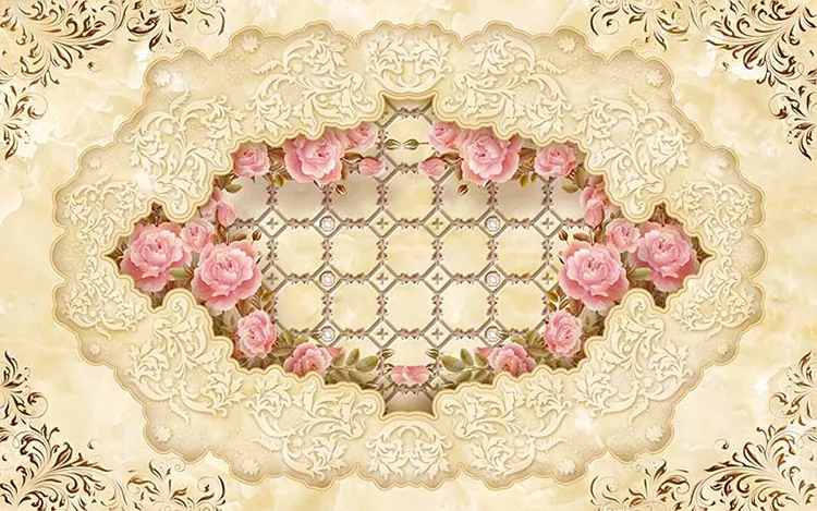 1738658800916.webp پوستر سه بعدی سقفی گلهای رز صورتی - Image 1
